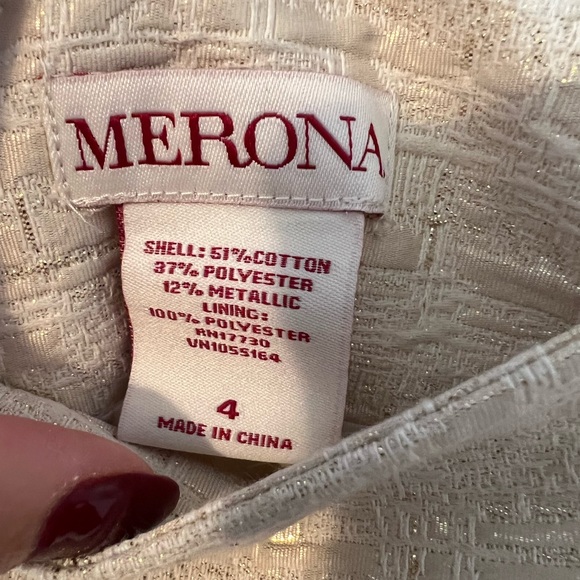 White/Gold Shimmery Skirt with Pockets - Cotton Blend - Size 4 ✨ - Picture 6 of 6